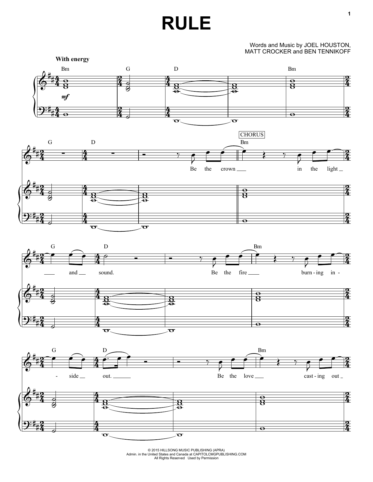 Hillsong United Rule Sheet Music Notes & Chords for Piano & Vocal - Download or Print PDF