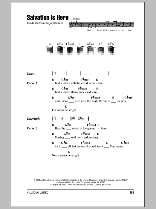 Hillsong United Salvation Is Here Sheet Music Notes & Chords for Lyrics & Chords - Download or Print PDF