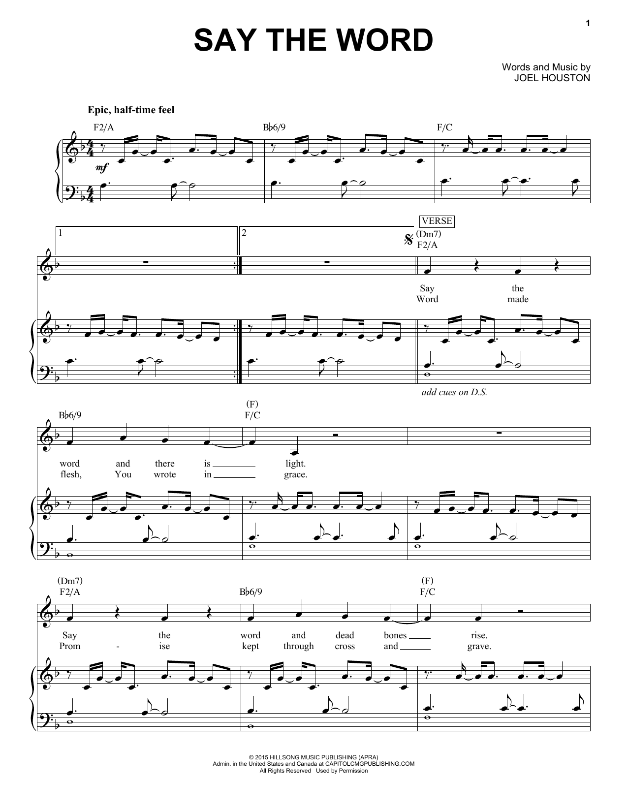 Hillsong United Say The Word Sheet Music Notes & Chords for Piano & Vocal - Download or Print PDF