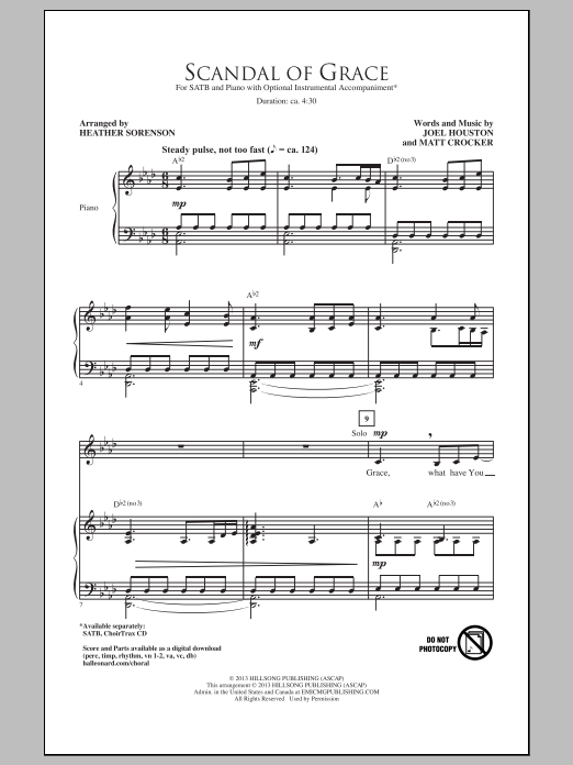 Hillsong United Scandal Of Grace (arr. Heather Sorenson) Sheet Music Notes & Chords for SATB - Download or Print PDF