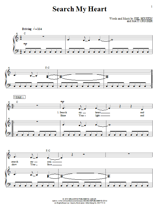 Hillsong United Search My Heart Sheet Music Notes & Chords for Piano, Vocal & Guitar (Right-Hand Melody) - Download or Print PDF Hillsong United Search My Heart Sheet Music Notes & Chords for Piano, Vocal & Guitar (Right-Hand Melody) - Download or Print PDF