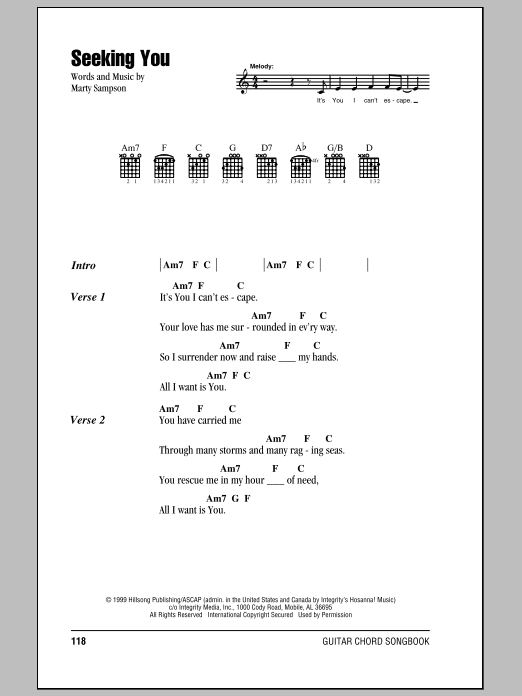 Hillsong United Seeking You Sheet Music Notes & Chords for Lyrics & Chords - Download or Print PDF