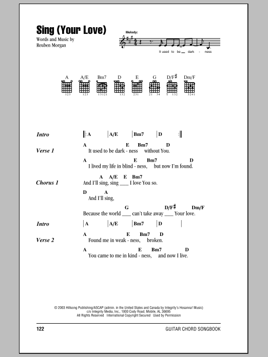 Hillsong United Sing (Your Love) Sheet Music Notes & Chords for Lyrics & Chords - Download or Print PDF