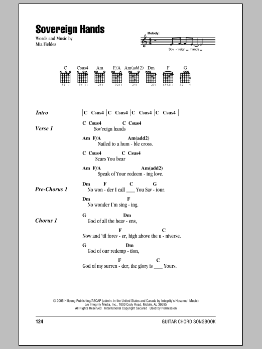 Hillsong United Sovereign Hands Sheet Music Notes & Chords for Lyrics & Chords - Download or Print PDF