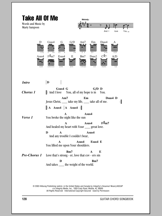 Hillsong United Take All Of Me Sheet Music Notes & Chords for Lyrics & Chords - Download or Print PDF