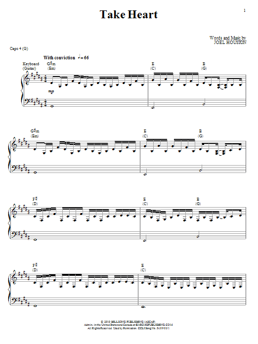 Hillsong United Take Heart Sheet Music Notes & Chords for Piano, Vocal & Guitar (Right-Hand Melody) - Download or Print PDF Hillsong United Take Heart Sheet Music Notes & Chords for Piano, Vocal & Guitar (Right-Hand Melody) - Download or Print PDF