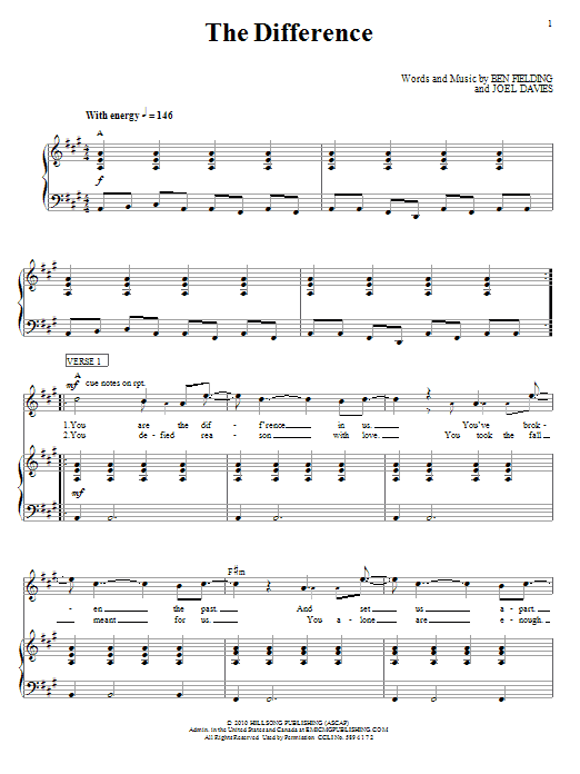 Hillsong United The Difference Sheet Music Notes & Chords for Piano, Vocal & Guitar (Right-Hand Melody) - Download or Print PDF Hillsong United The Difference Sheet Music Notes & Chords for Piano, Vocal & Guitar (Right-Hand Melody) - Download or Print PDF
