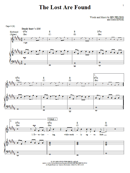 Hillsong United The Lost Are Found Sheet Music Notes & Chords for Piano, Vocal & Guitar (Right-Hand Melody) - Download or Print PDF Hillsong United The Lost Are Found Sheet Music Notes & Chords for Piano, Vocal & Guitar (Right-Hand Melody) - Download or Print PDF