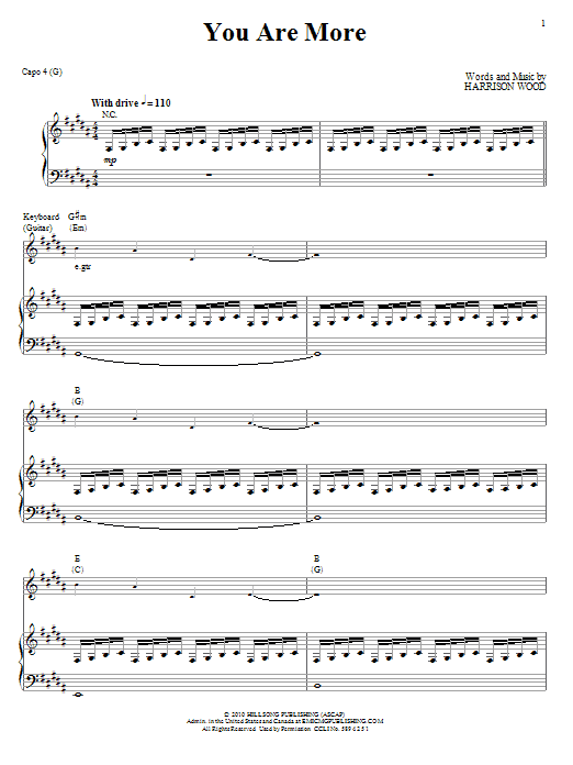 Hillsong United You Are More Sheet Music Notes & Chords for Piano, Vocal & Guitar (Right-Hand Melody) - Download or Print PDF Hillsong United You Are More Sheet Music Notes & Chords for Piano, Vocal & Guitar (Right-Hand Melody) - Download or Print PDF