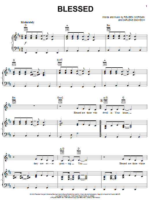 Reuban Morgan Blessed Sheet Music Notes & Chords for Piano, Vocal & Guitar (Right-Hand Melody) - Download or Print PDF