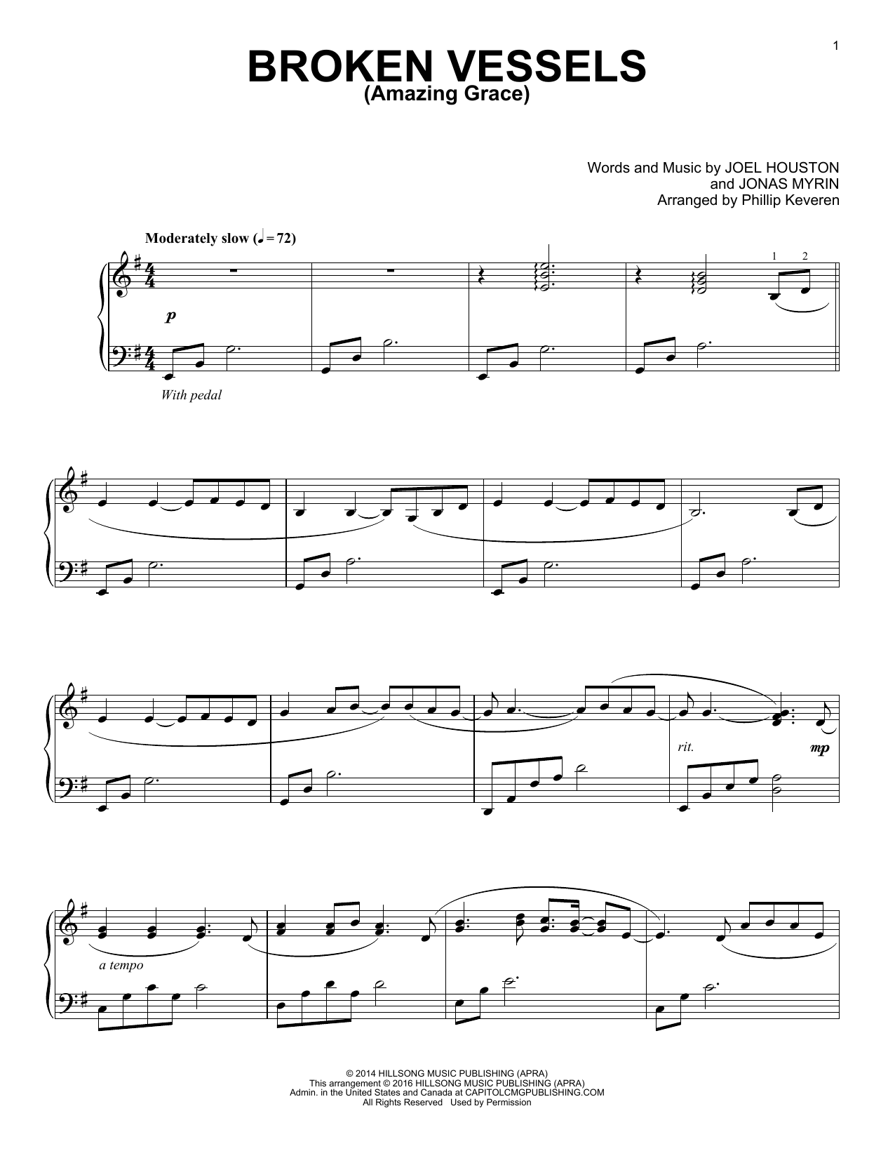 Hillsong Worship Broken Vessels (Amazing Grace) (arr. Phillip Keveren) Sheet Music Notes & Chords for Piano - Download or Print PDF