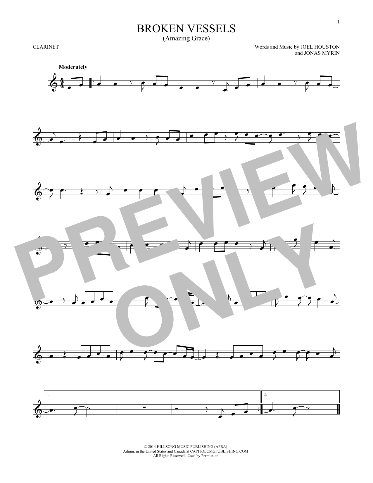 Hillsong Worship Broken Vessels (Amazing Grace) Sheet Music Notes & Chords for Piano, Vocal & Guitar (Right-Hand Melody) - Download or Print PDF