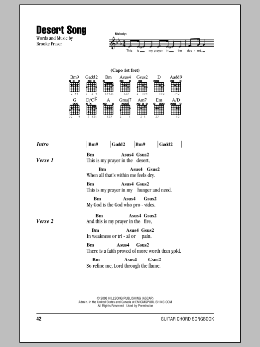 Hillsong Worship Desert Song Sheet Music Notes & Chords for Lyrics & Chords - Download or Print PDF