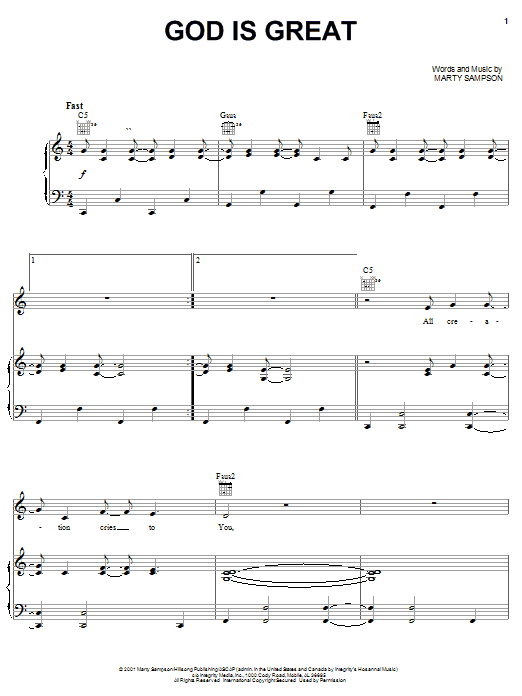 Marty Sampson God Is Great Sheet Music Notes & Chords for Easy Guitar Tab - Download or Print PDF