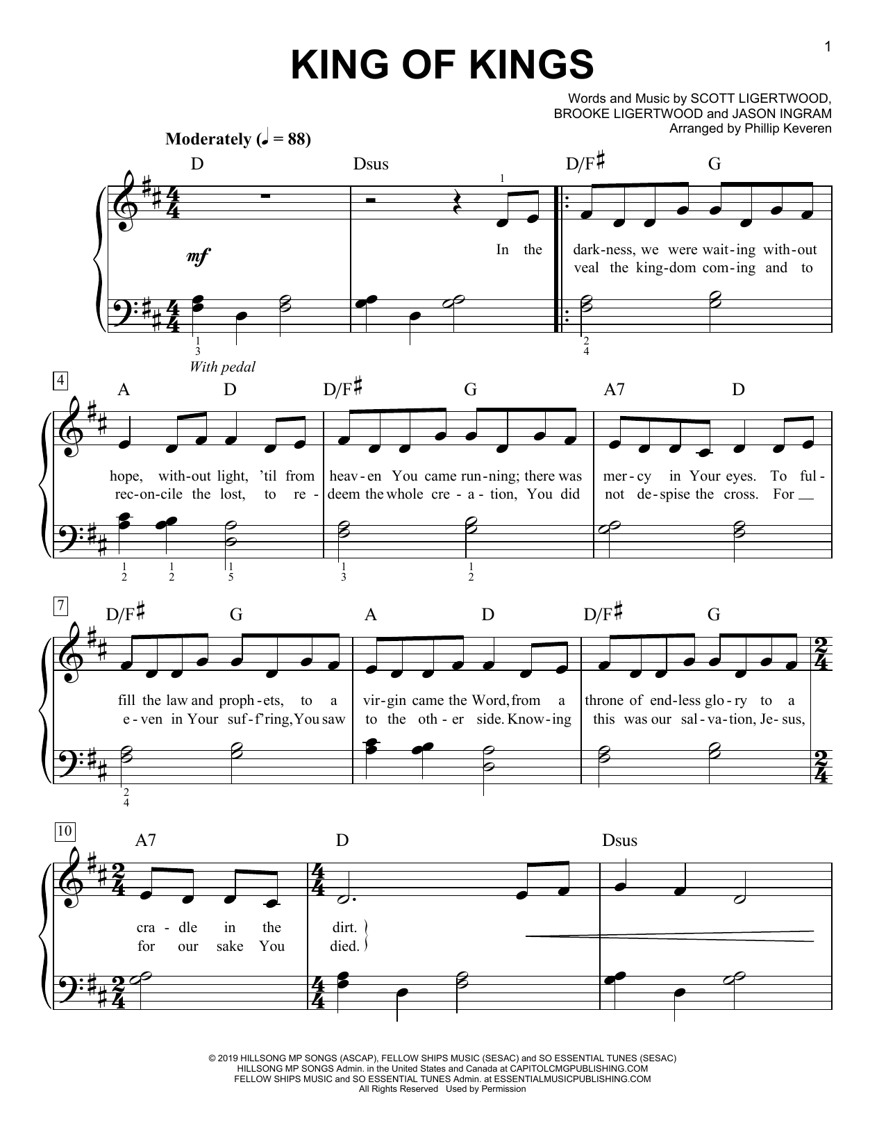 Hillsong Worship King Of Kings (arr. Phillip Keveren) Sheet Music Notes & Chords for Easy Piano - Download or Print PDF