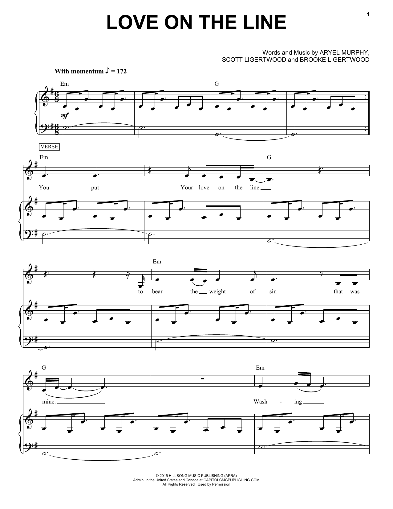 Hillsong Worship Love On The Line Sheet Music Notes & Chords for Piano & Vocal - Download or Print PDF