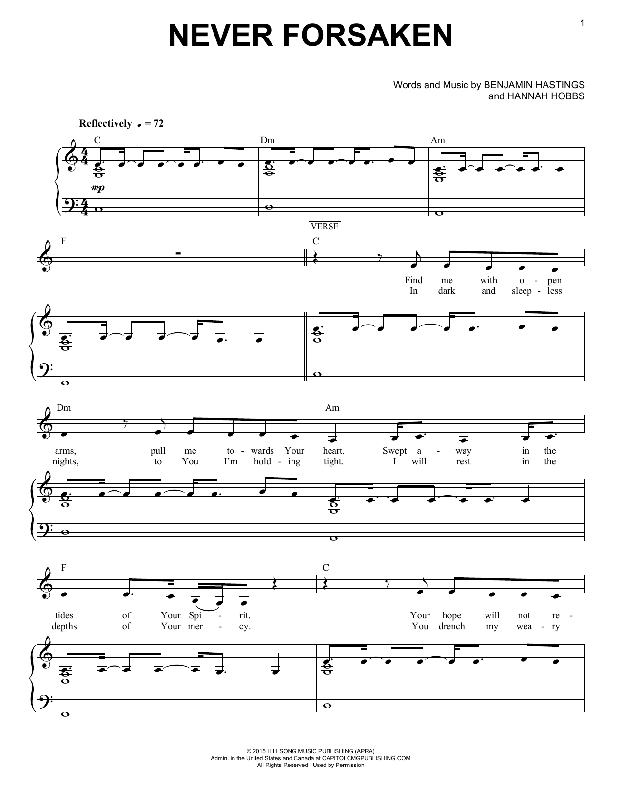 Hillsong Worship Never Forsaken Sheet Music Notes & Chords for Piano & Vocal - Download or Print PDF