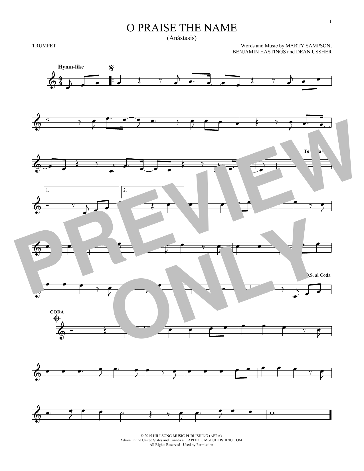 Hillsong Worship O Praise The Name (Anastasis) Sheet Music Notes & Chords for Melody Line, Lyrics & Chords - Download or Print PDF