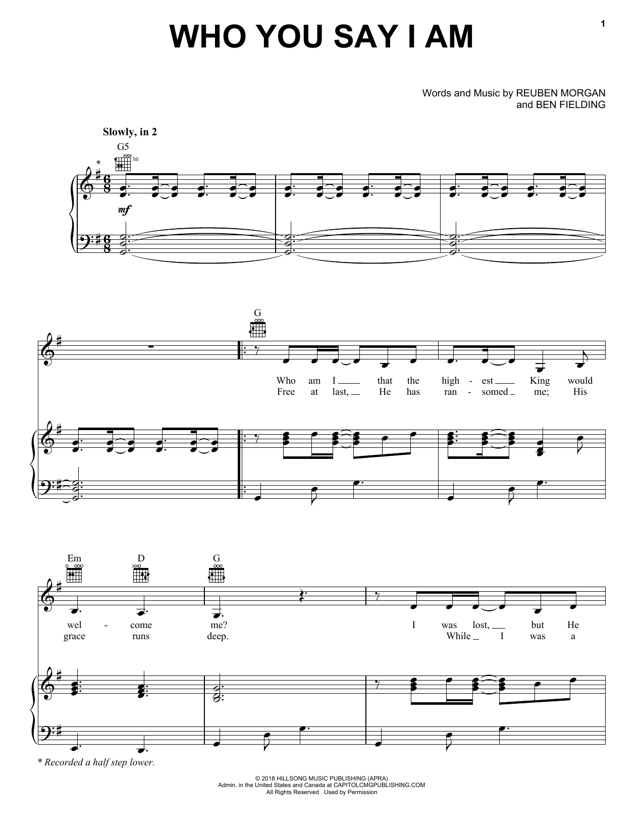 Hillsong Worship Who You Say I Am Sheet Music Notes & Chords for Clarinet Solo - Download or Print PDF