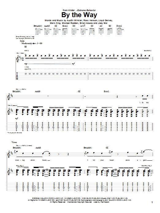 Hinder By The Way Sheet Music Notes & Chords for Guitar Tab - Download or Print PDF Hinder By The Way Sheet Music Notes & Chords for Guitar Tab - Download or Print PDF