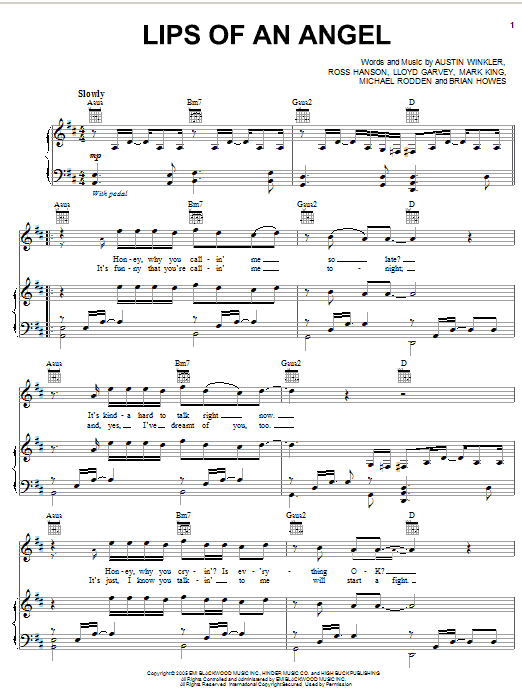 Lips Of An Angel Lyrics By Hinder Honey Why Are You