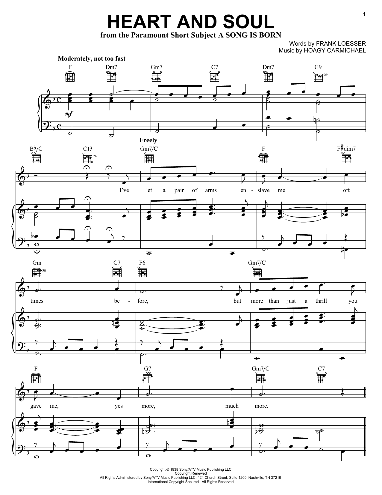 Hoagy Carmichael Heart And Soul Sheet Music Notes & Chords for Easy Guitar - Download or Print PDF