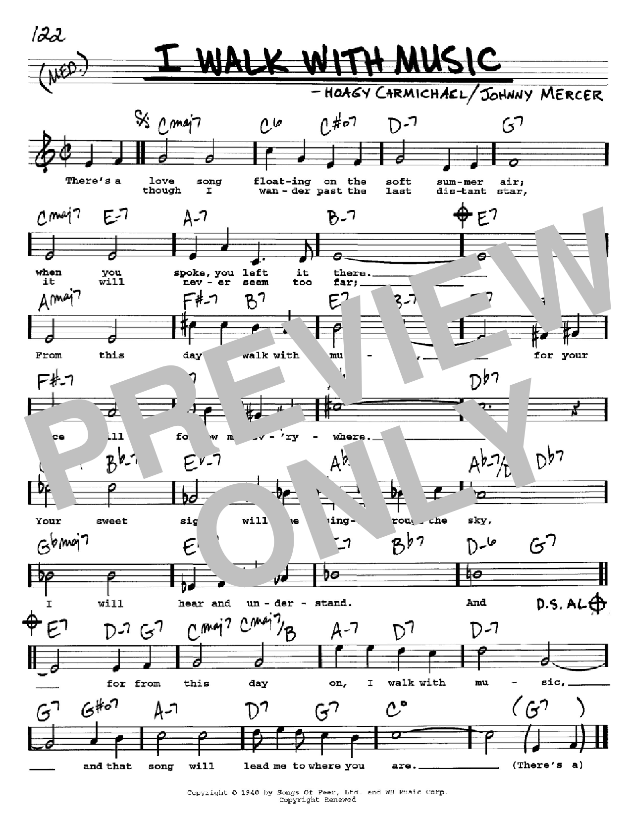 Hoagy Carmichael I Walk With Music Sheet Music Notes & Chords for Real Book – Melody & Chords - Download or Print PDF