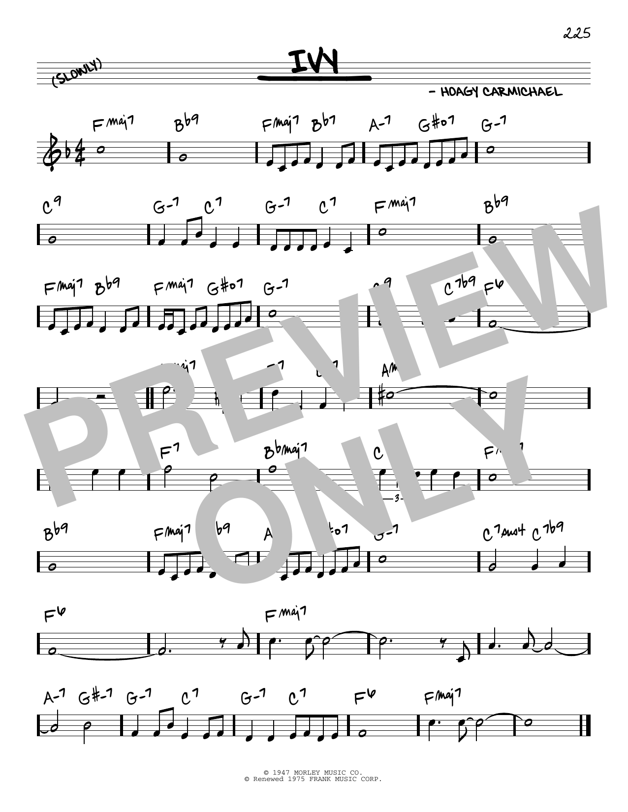 Hoagy Carmichael Ivy Sheet Music Notes & Chords for Real Book – Melody & Chords - Download or Print PDF