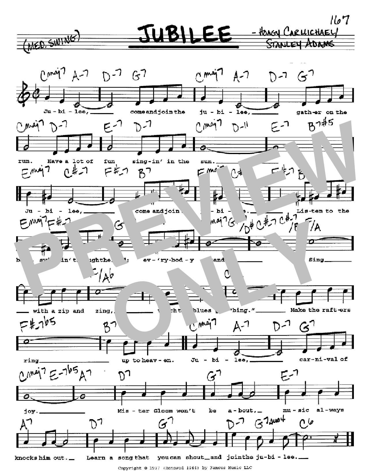 Hoagy Carmichael Jubilee Sheet Music Notes & Chords for Real Book - Melody, Lyrics & Chords - C Instruments - Download or Print PDF