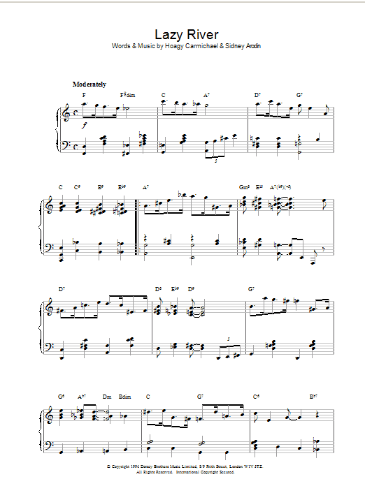 Bobby Darin Lazy River Sheet Music Notes & Chords for Melody Line, Lyrics & Chords - Download or Print PDF