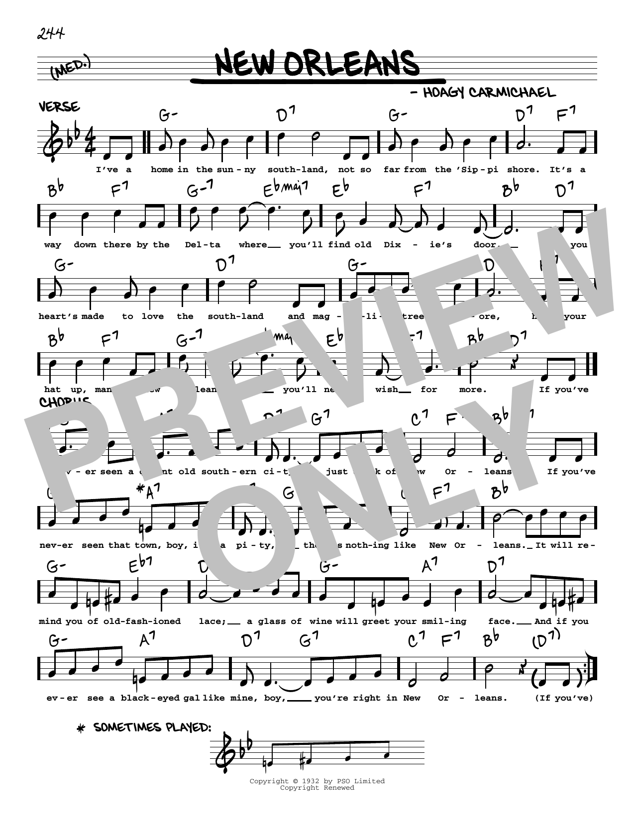 Hoagy Carmichael New Orleans (arr. Robert Rawlins) Sheet Music Notes & Chords for Real Book – Melody, Lyrics & Chords - Download or Print PDF