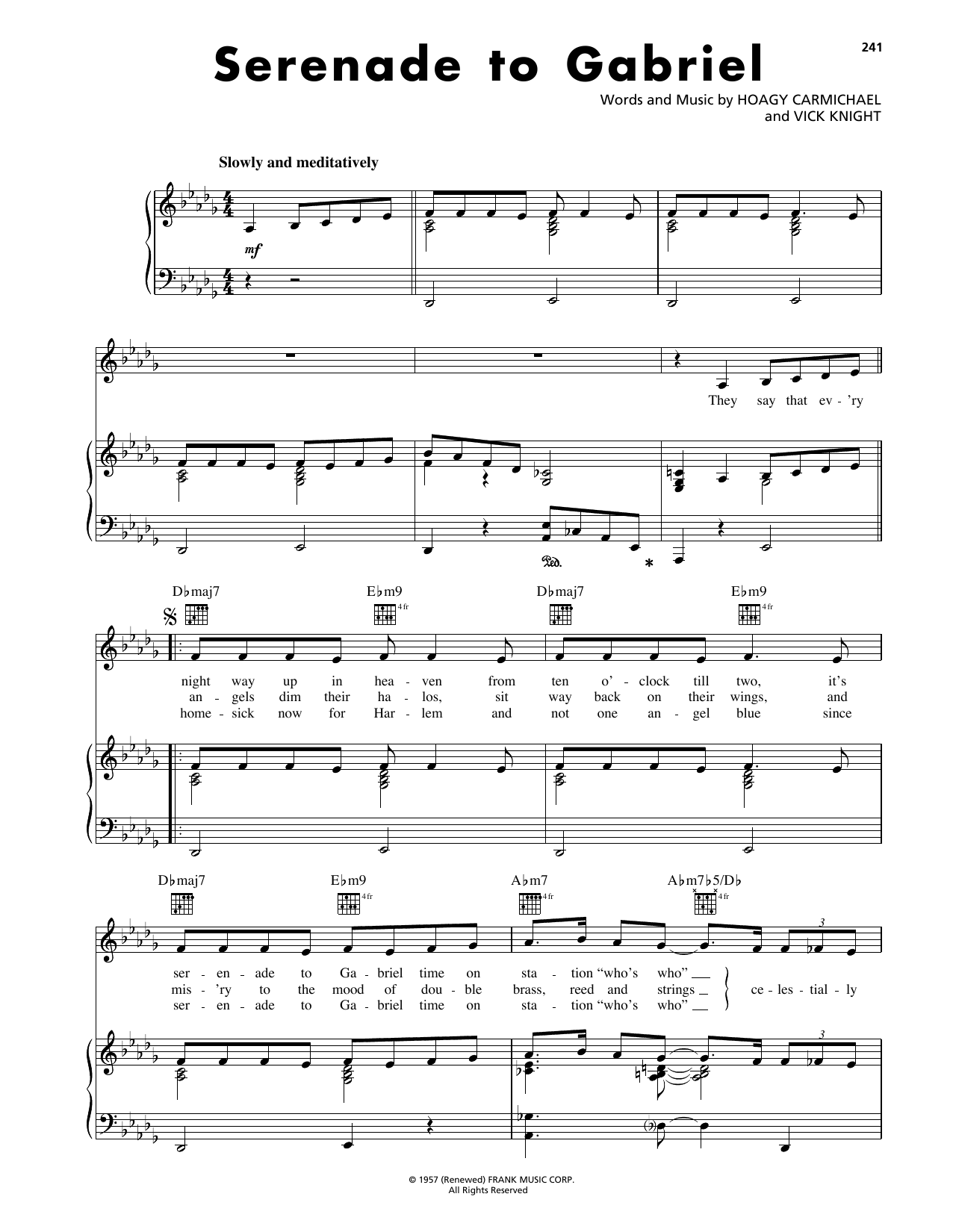 Hoagy Carmichael Serenade To Gabriel Sheet Music Notes & Chords for Piano, Vocal & Guitar Chords (Right-Hand Melody) - Download or Print PDF
