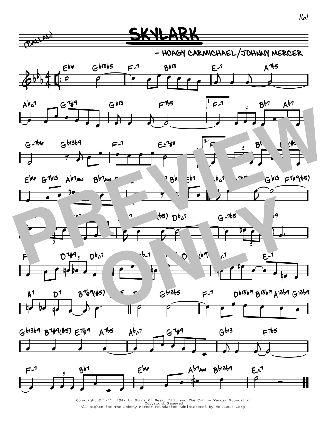 Hoagy Carmichael Skylark (arr. David Hazeltine) Sheet Music Notes & Chords for Real Book – Enhanced Chords - Download or Print PDF