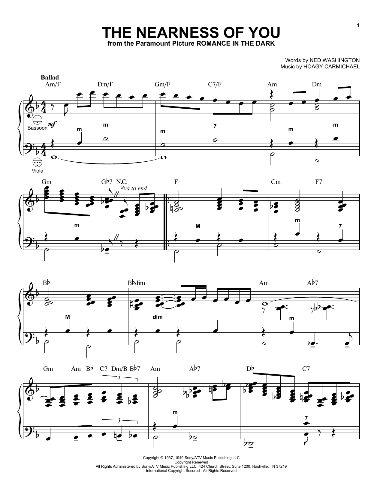 Hoagy Carmichael The Nearness Of You (arr. Gary Meisner) Sheet Music Notes & Chords for Accordion - Download or Print PDF