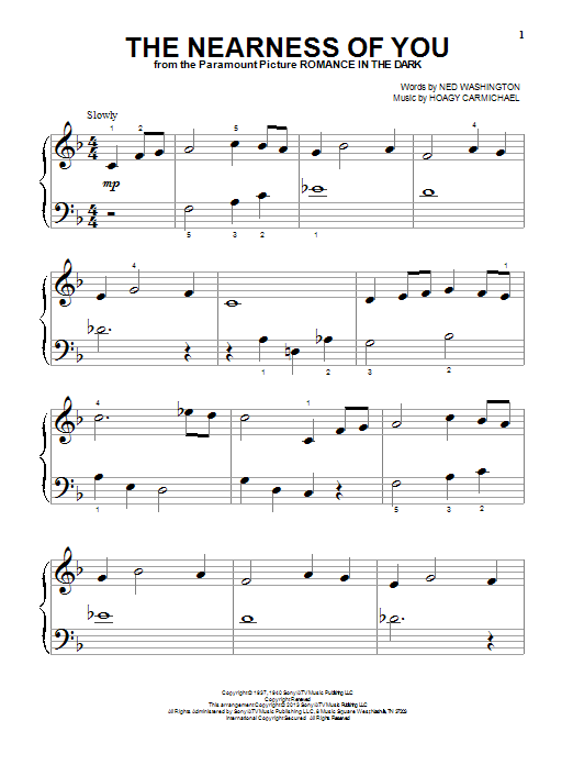 Hoagy Carmichael The Nearness Of You Sheet Music Notes & Chords for Easy Piano - Download or Print PDF