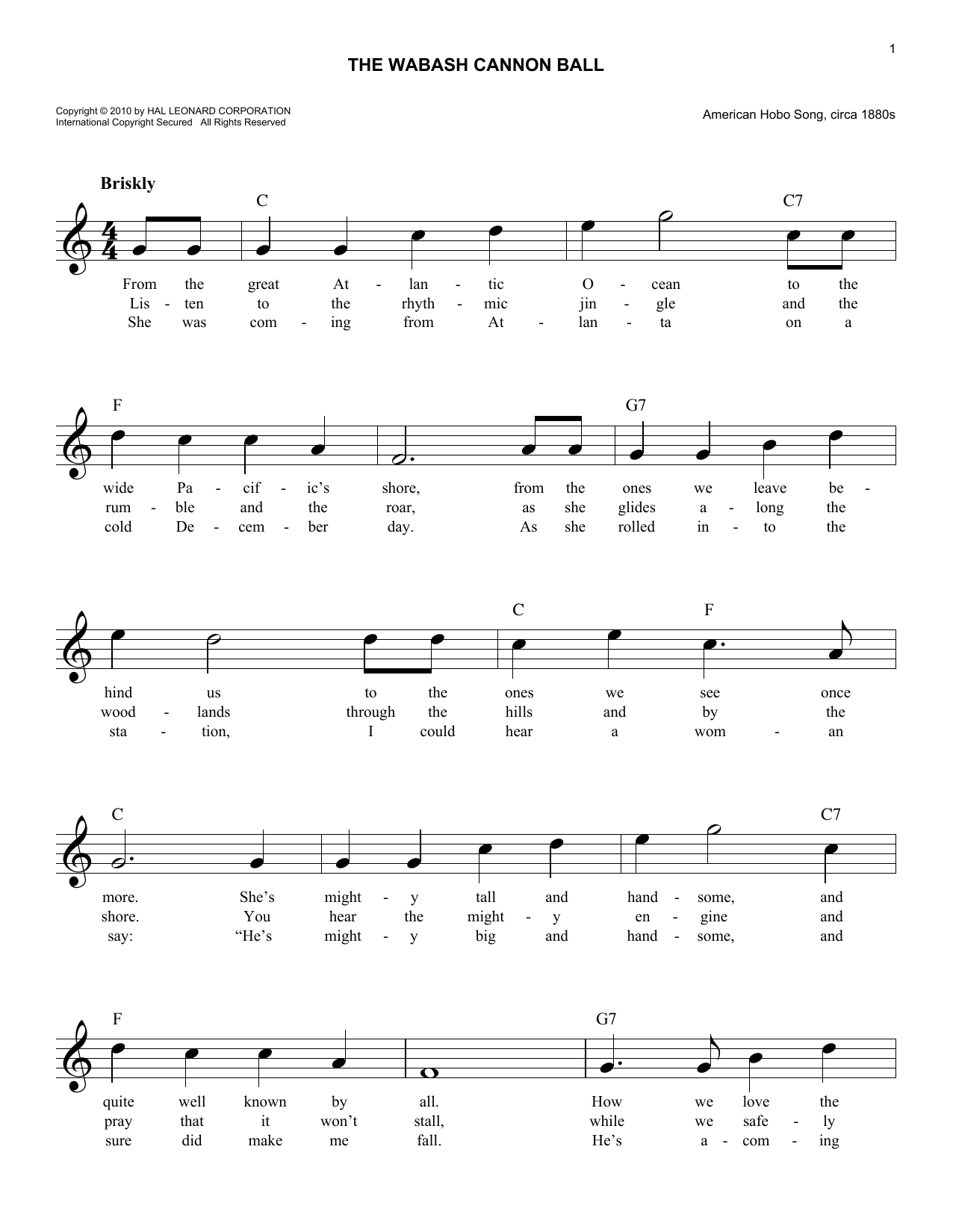 Hobo Song The Wabash Cannon Ball Sheet Music Notes & Chords for Super Easy Piano - Download or Print PDF