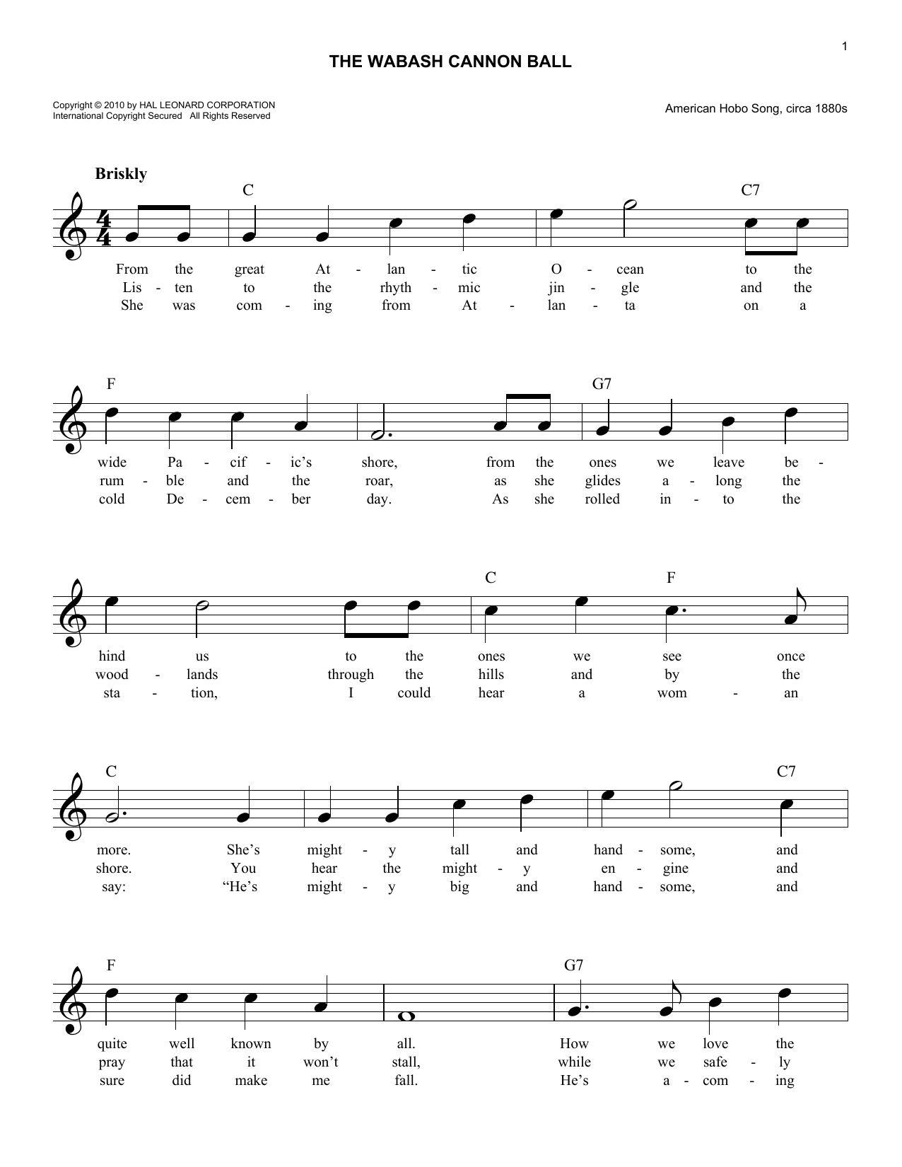 Traditional The Wabash Cannon Ball sheet music notes and chords. Download Printable PDF.