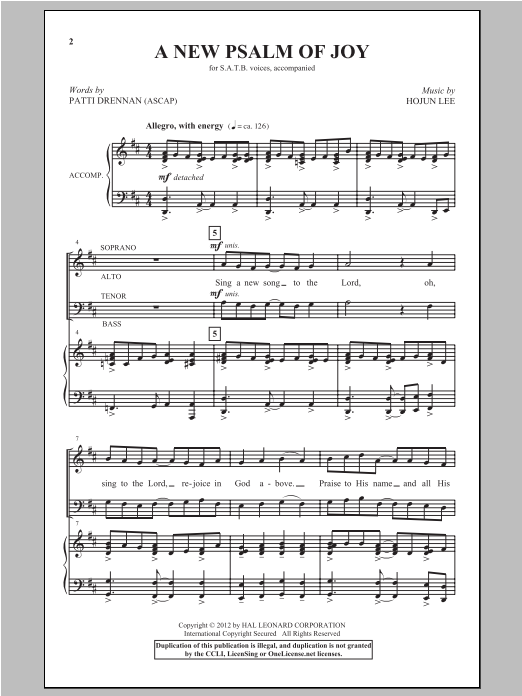 Hojun Lee A New Psalm Of Joy Sheet Music Notes & Chords for SATB - Download or Print PDF