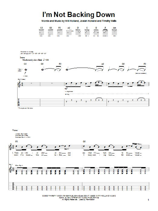 Holland I'm Not Backing Down Sheet Music Notes & Chords for Guitar Tab - Download or Print PDF