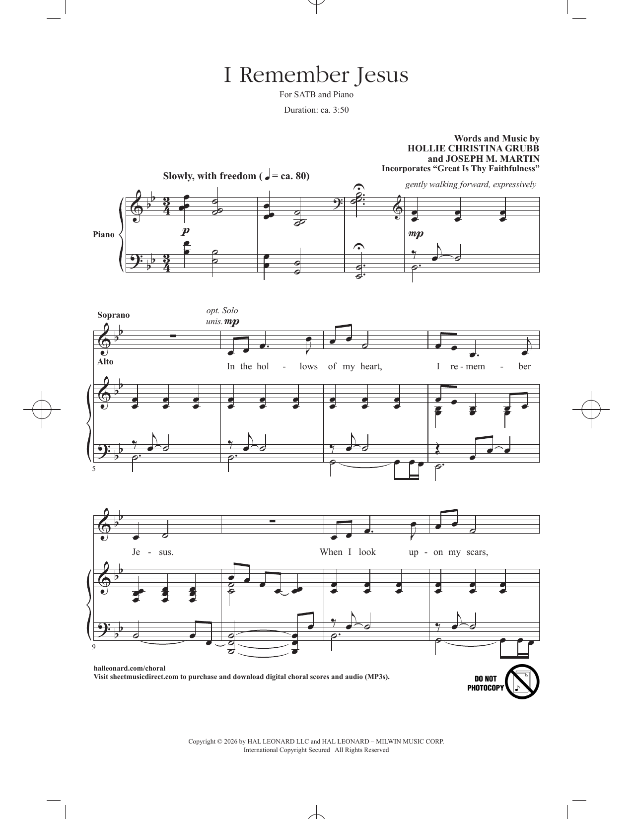 Hollie Christina Grubb and Joseph M. Martin I Remember Jesus Sheet Music Notes & Chords for SATB Choir - Download or Print PDF