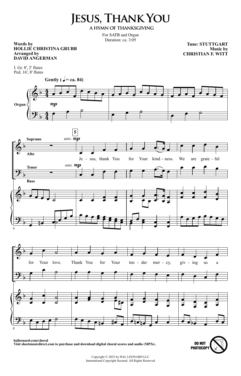 Hollie Christina Grubb Jesus, Thank You (A Hymn Of Thanksgiving) (arr. David Angerman) Sheet Music Notes & Chords for SATB Choir - Download or Print PDF Hollie Christina Grubb Jesus, Thank You (A Hymn Of Thanksgiving) (arr. David Angerman) Sheet Music Notes & Chords for SATB Choir - Download or Print PDF