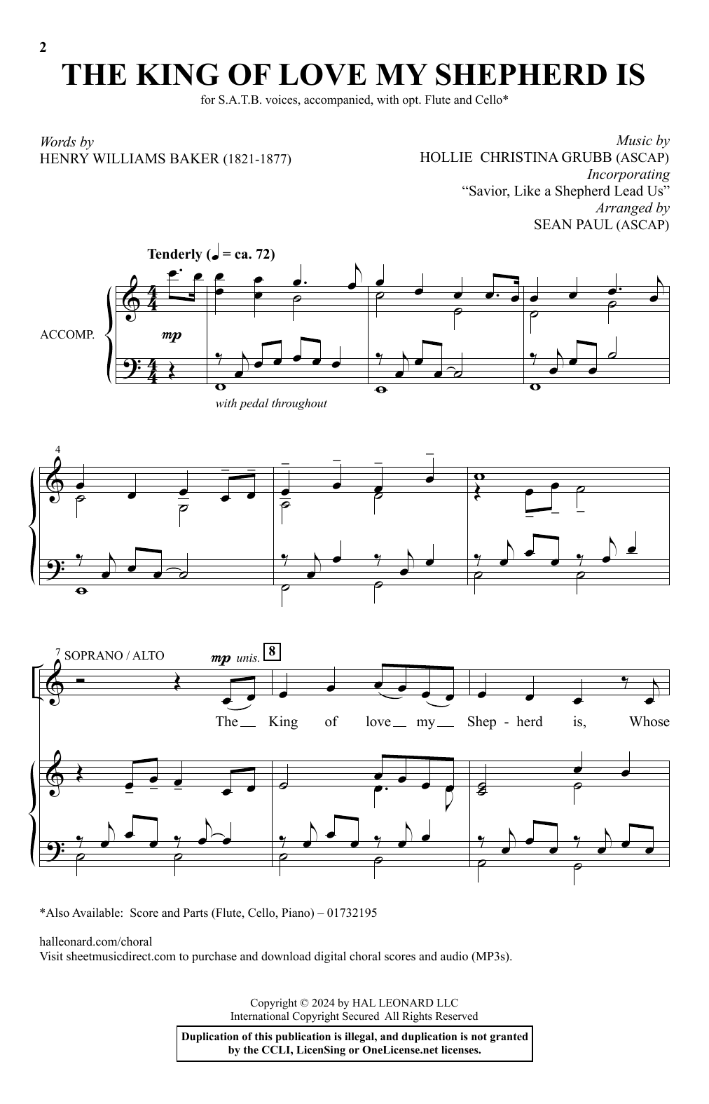 Hollie Christina Grubb The King of Love My Shepherd Is (arr. Sean Paul) Sheet Music Notes & Chords for SATB Choir - Download or Print PDF