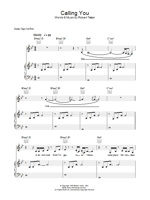 Holly Cole Calling You Sheet Music Notes & Chords for Piano, Vocal & Guitar - Download or Print PDF