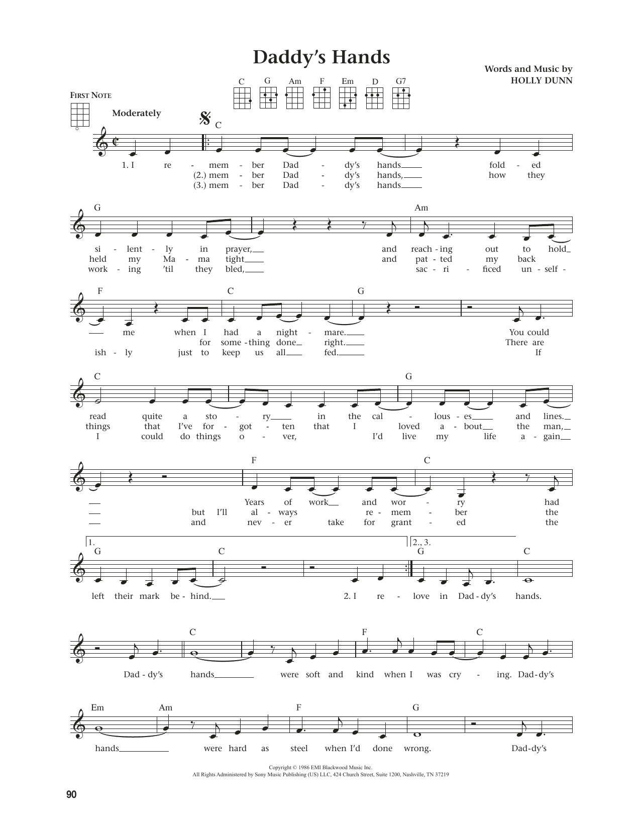 Holly Dunn Daddy's Hands (from The Daily Ukulele) (arr. Jim Beloff) Sheet Music Notes & Chords for Ukulele - Download or Print PDF