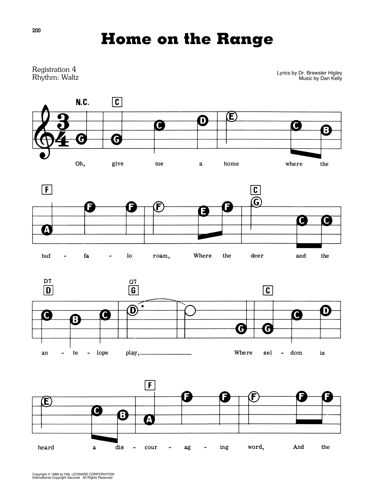 Dan Kelly Home On The Range Sheet Music Download Pdf Score 197742