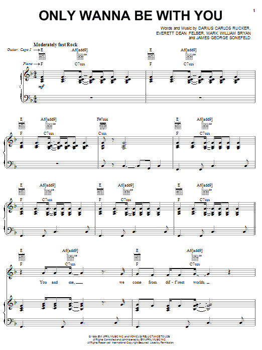 Hootie & The Blowfish Only Wanna Be With You Sheet Music Notes & Chords for Easy Piano - Download or Print PDF