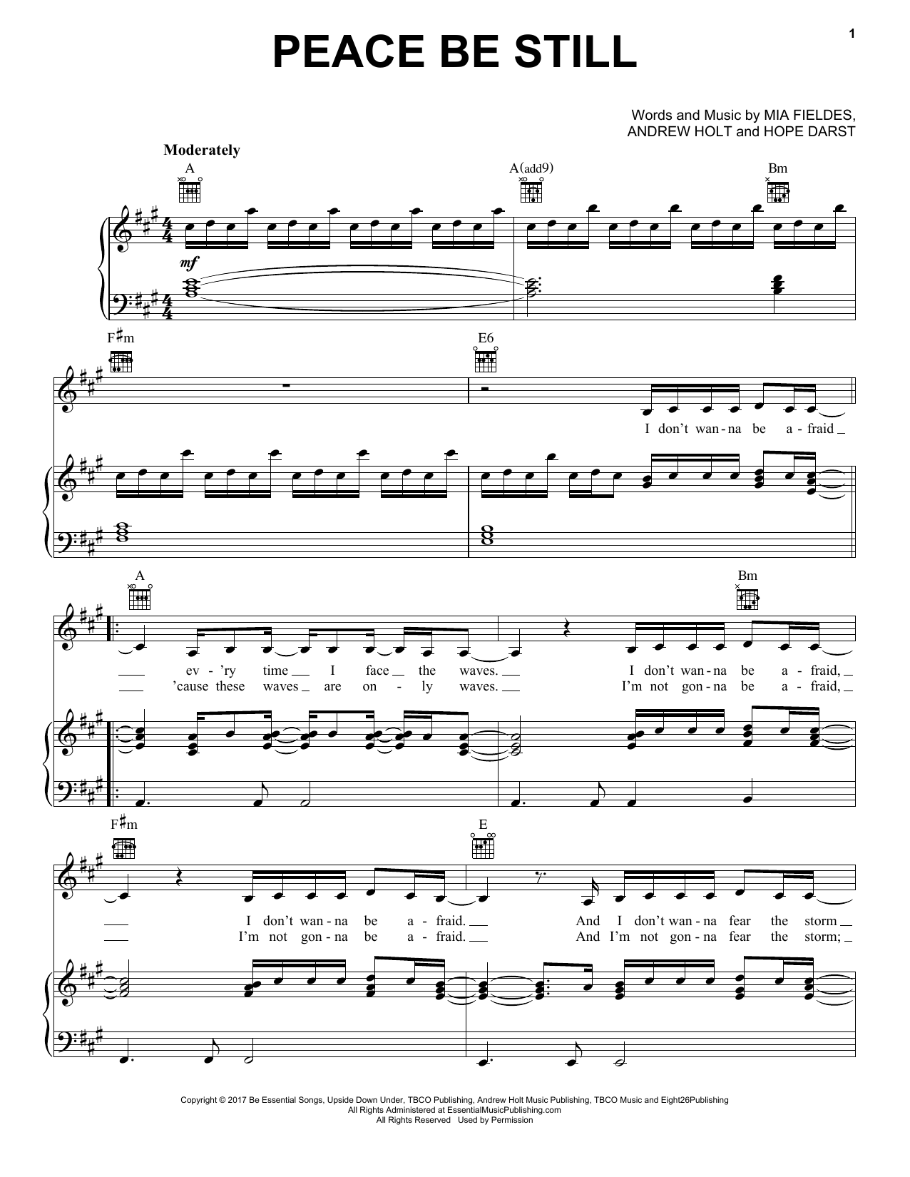Hope Darst Peace Be Still Sheet Music Notes & Chords for Piano, Vocal & Guitar (Right-Hand Melody) - Download or Print PDF