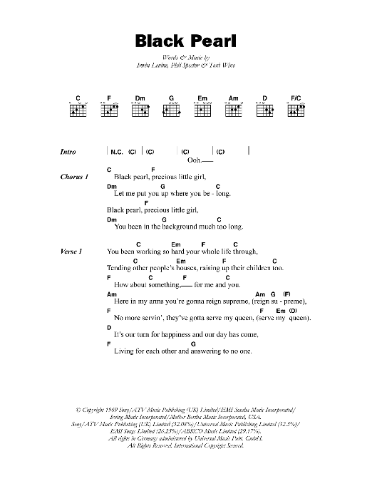 Horace Faith Black Pearl Sheet Music Notes & Chords for Lyrics & Chords - Download or Print PDF