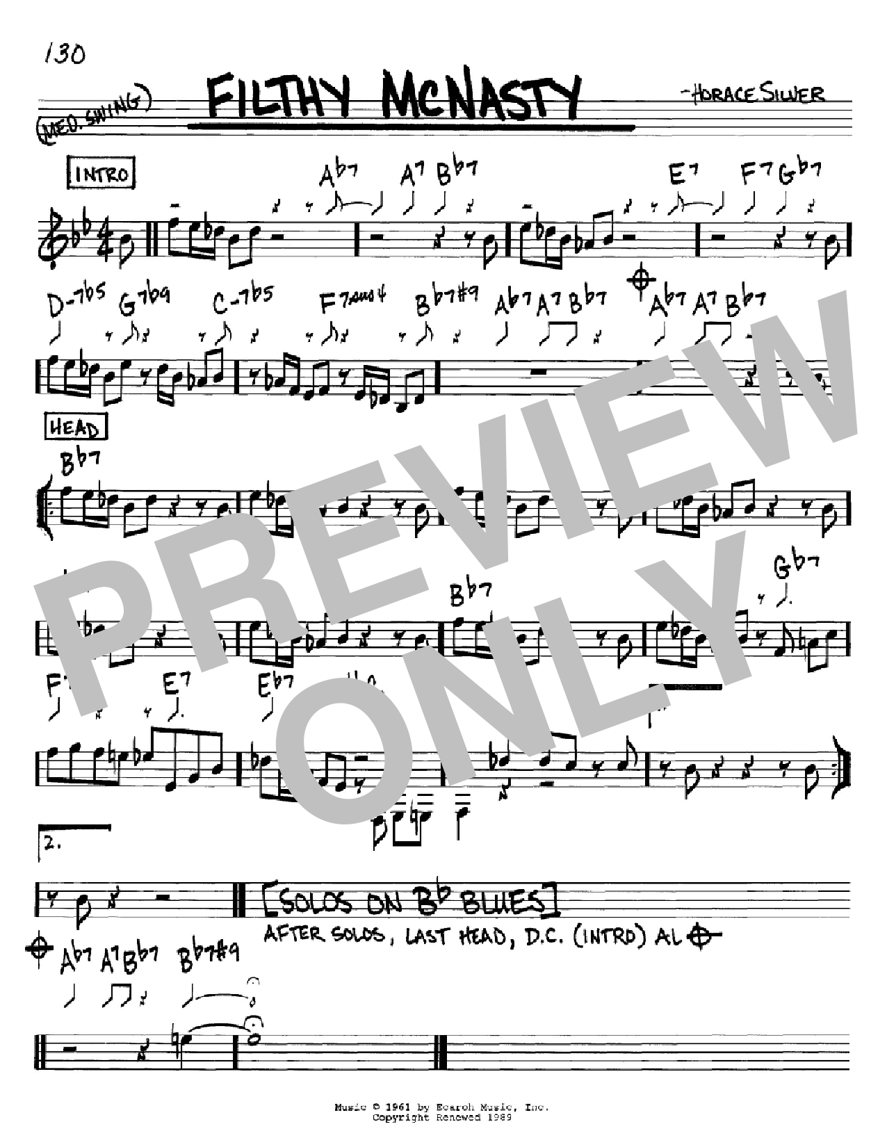 Horace Silver Filthy McNasty Sheet Music Notes & Chords for Piano Transcription - Download or Print PDF