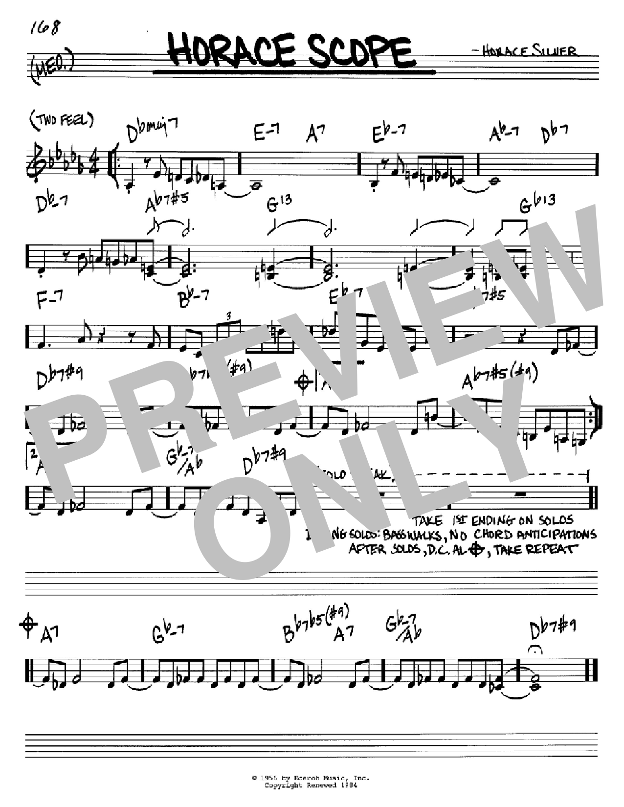 Horace Silver Horace Scope Sheet Music Notes & Chords for Real Book – Melody & Chords – C Instruments - Download or Print PDF